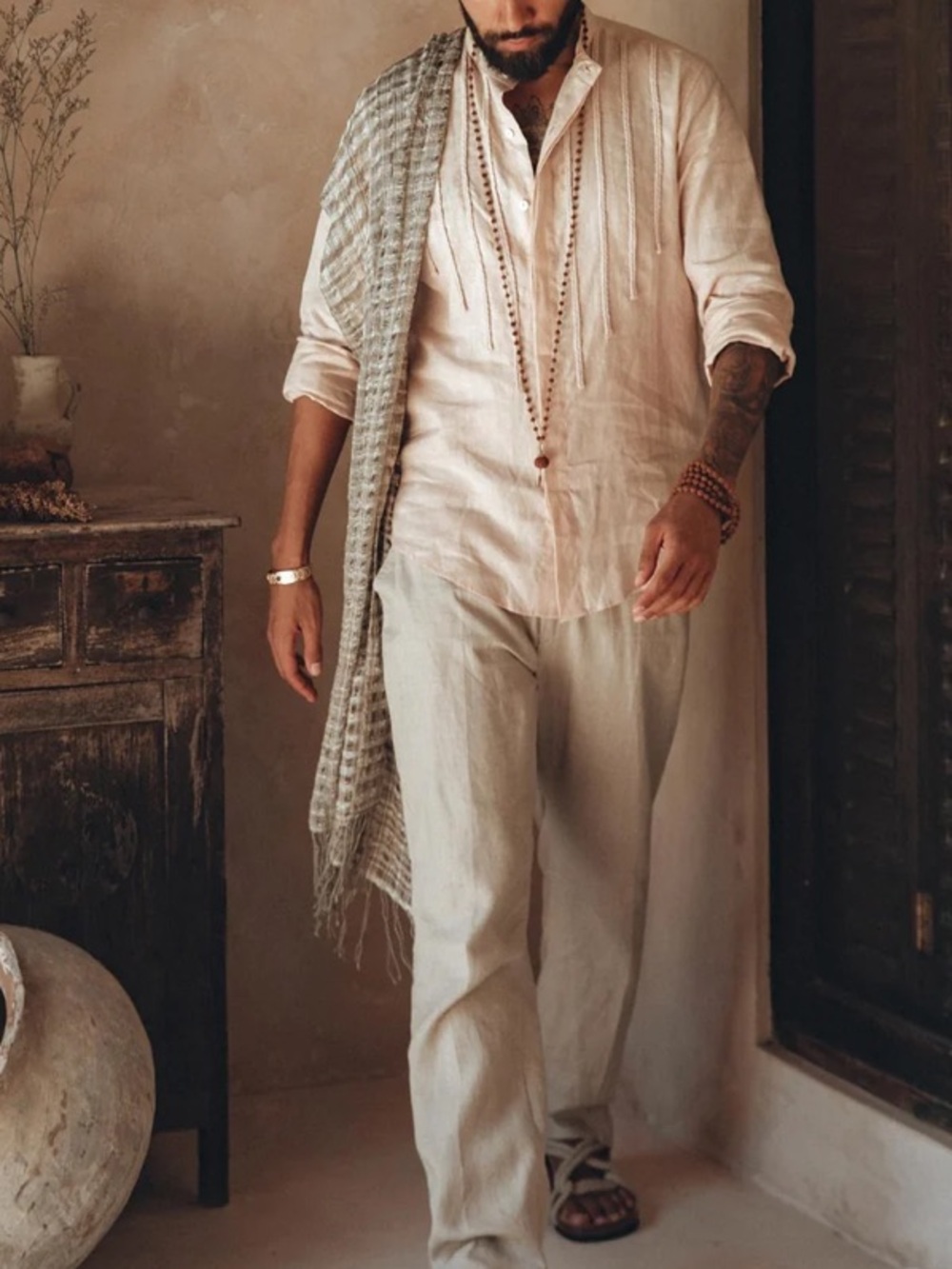 Aya Sacred Wear Men’s Linen Shirt - Picture 5 of 8